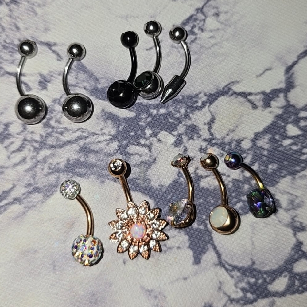 10 Pc Belly Button Ring Set